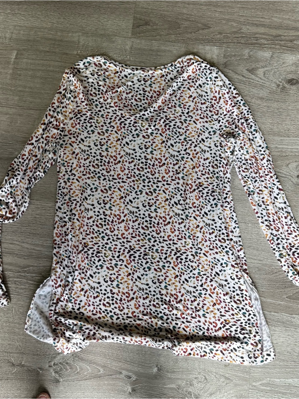 Apt. 9Long Sleeve Top with Multicolor Leopard Print